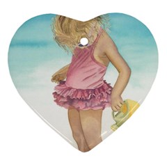 Beach Play Sm Heart Ornament (two Sides)