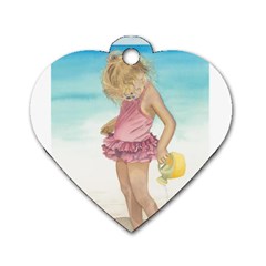 Beach Play Sm Dog Tag Heart (one Sided) 