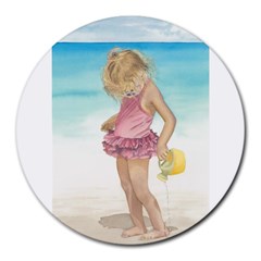 Beach Play Sm 8  Mouse Pad (round) by TonyaButcher