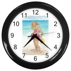 Beach Play Sm Wall Clock (black)