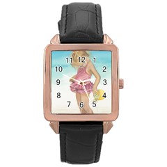 Beach Play Sm Rose Gold Leather Watch  by TonyaButcher