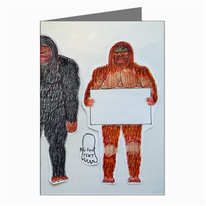 3 Bigfoot, H, A, S, On White, Greeting Card