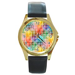 Circles Round Leather Watch (gold Rim)  by Lalita