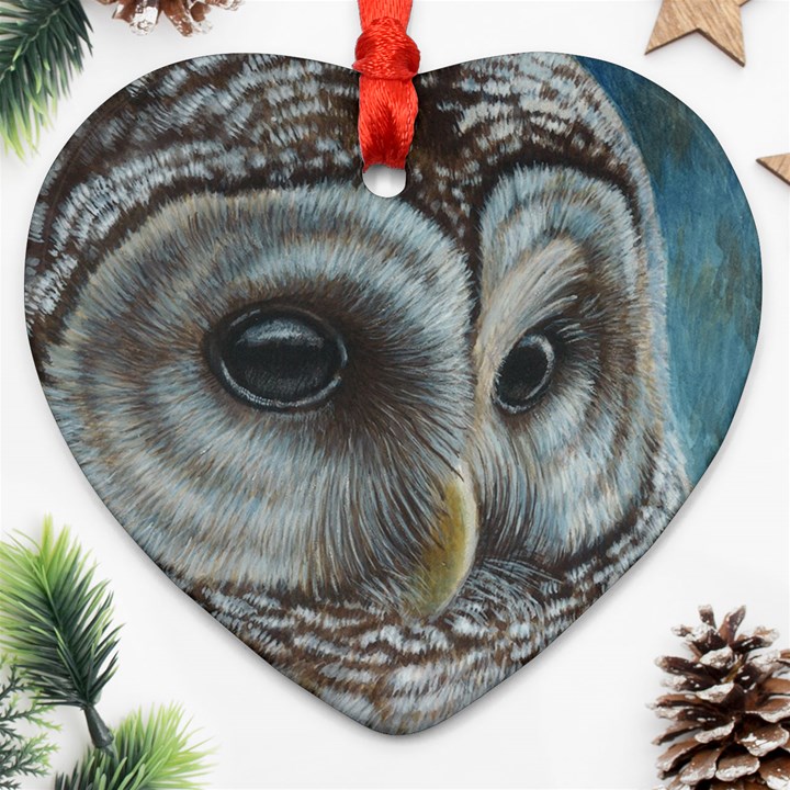 Barred Owl Heart Ornament (Two Sides)