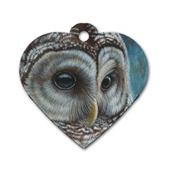 Barred Owl Dog Tag Heart (one Sided)  by TonyaButcher