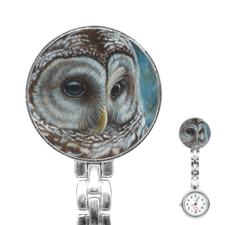 Barred Owl Stainless Steel Nurses Watch