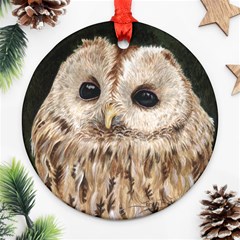 Tawny Owl Round Ornament (two Sides) by TonyaButcher