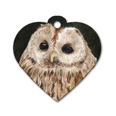 Tawny Owl Dog Tag Heart (one Sided)  by TonyaButcher