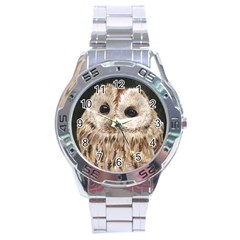 Tawny Owl Stainless Steel Watch by TonyaButcher