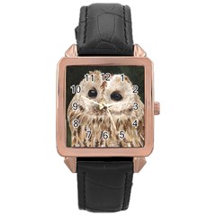 Tawny Owl Rose Gold Leather Watch  by TonyaButcher