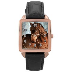 Midnight Jewel  Rose Gold Leather Watch 