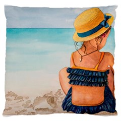 A Day At The Beach Large Cushion Case (two Sided) 