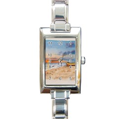 Sunset Beach Watercolor Rectangular Italian Charm Watch