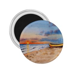 Sunset Beach Watercolor 2 25  Button Magnet