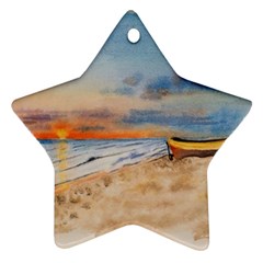 Sunset Beach Watercolor Star Ornament