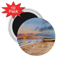 Sunset Beach Watercolor 2 25  Button Magnet (10 Pack) by TonyaButcher