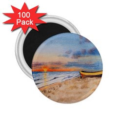 Sunset Beach Watercolor 2 25  Button Magnet (100 Pack) by TonyaButcher