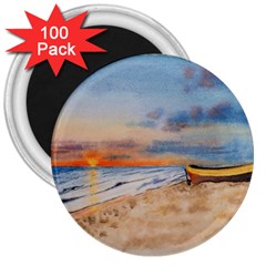 Sunset Beach Watercolor 3  Button Magnet (100 Pack) by TonyaButcher