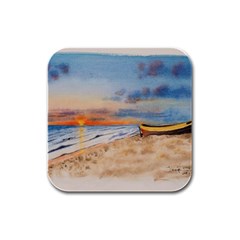 Sunset Beach Watercolor Drink Coasters 4 Pack (square)