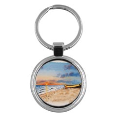 Sunset Beach Watercolor Key Chain (round) by TonyaButcher