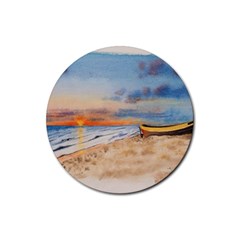 Sunset Beach Watercolor Drink Coaster (round)