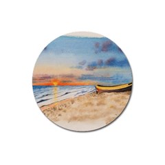 Sunset Beach Watercolor Magnet 3  (round)