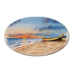 Sunset Beach Watercolor Magnet (oval)