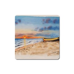 Sunset Beach Watercolor Magnet (square)