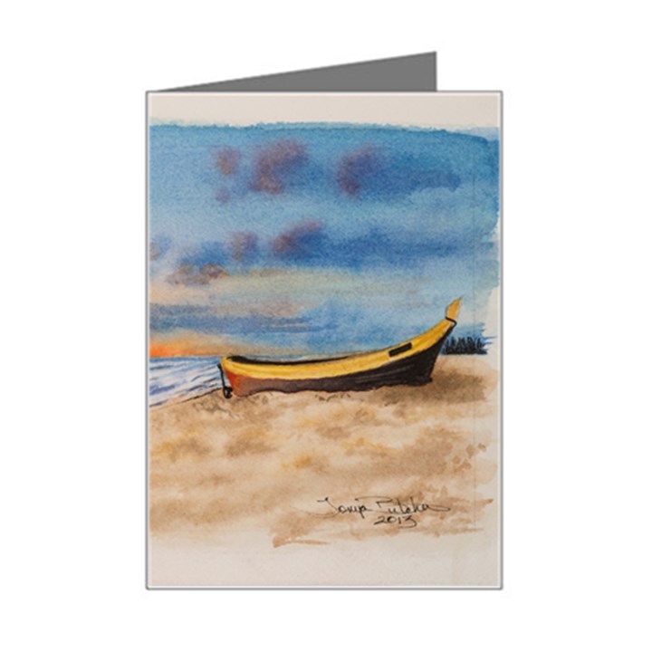 Sunset Beach Watercolor Mini Greeting Card