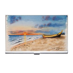 Sunset Beach Watercolor Business Card Holder by TonyaButcher