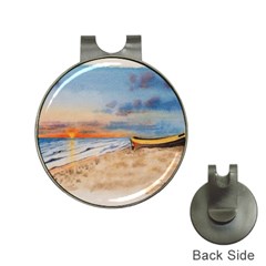 Sunset Beach Watercolor Hat Clip With Golf Ball Marker by TonyaButcher