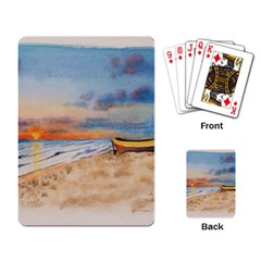 Sunset Beach Watercolor Playing Cards Single Design by TonyaButcher