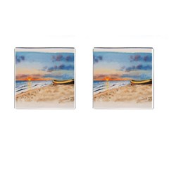 Sunset Beach Watercolor Cufflinks (square) by TonyaButcher