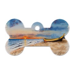 Sunset Beach Watercolor Dog Tag Bone (two Sided) by TonyaButcher