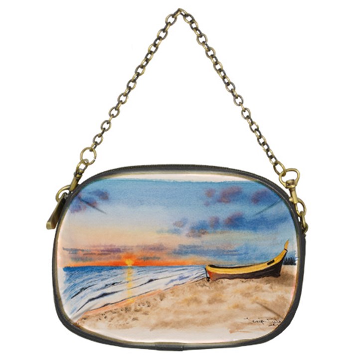 Sunset Beach Watercolor Chain Purse (Two Sided) 