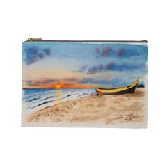 Sunset Beach Watercolor Cosmetic Bag (large) by TonyaButcher