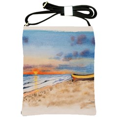 Sunset Beach Watercolor Shoulder Sling Bag