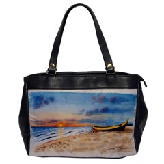 Sunset Beach Watercolor Oversize Office Handbag (one Side)