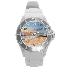 Sunset Beach Watercolor Plastic Sport Watch (large) by TonyaButcher