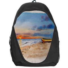 Sunset Beach Watercolor Backpack Bag