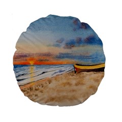 Sunset Beach Watercolor 15  Premium Round Cushion 