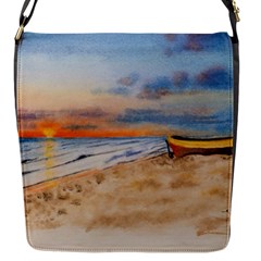 Sunset Beach Watercolor Flap Closure Messenger Bag (small) by TonyaButcher