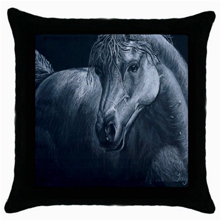 Equine Grace  Black Throw Pillow Case