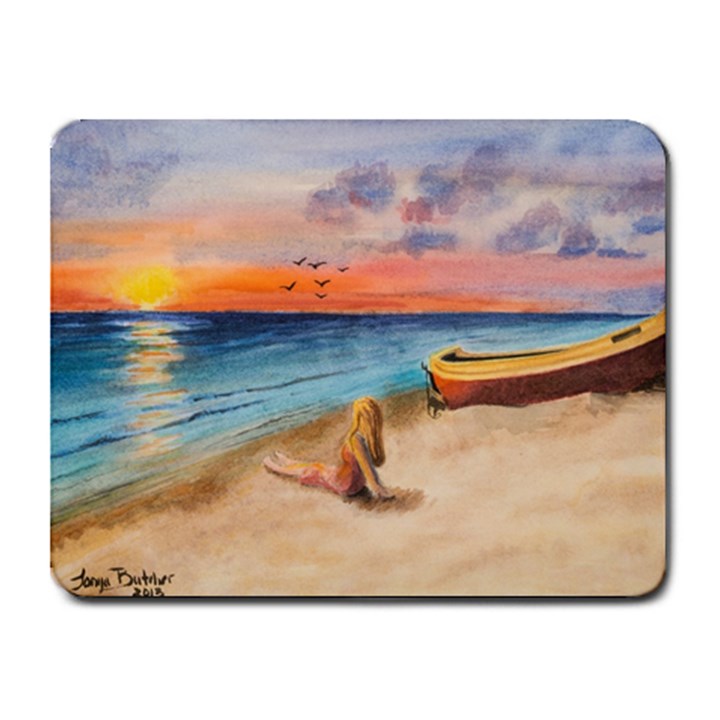 Alone On Sunset Beach Small Mouse Pad (Rectangle)