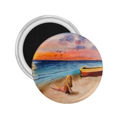 Alone On Sunset Beach 2 25  Button Magnet by TonyaButcher