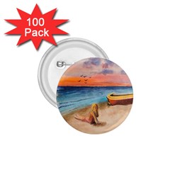 Alone On Sunset Beach 1 75  Button (100 Pack)