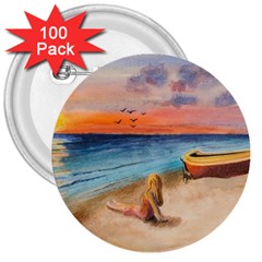 Alone On Sunset Beach 3  Button (100 Pack)