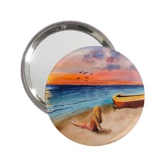 Alone On Sunset Beach Handbag Mirror (2 25 ) by TonyaButcher