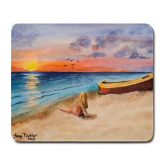 Alone On Sunset Beach Large Mouse Pad (rectangle)