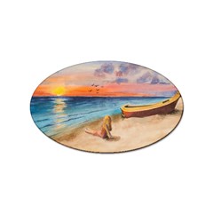 Alone On Sunset Beach Sticker (oval)